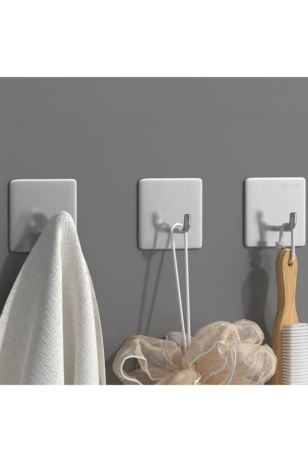 Крючки самоклеющиеся для ванной и кухни, серебристые 2 шт Крючок самоклеящийся металлический настенный