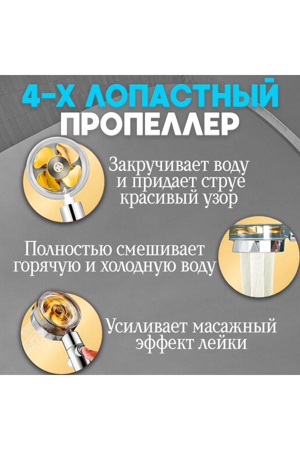 ХБ Душевая лейка с вентилятором, турболейка с фильтром
