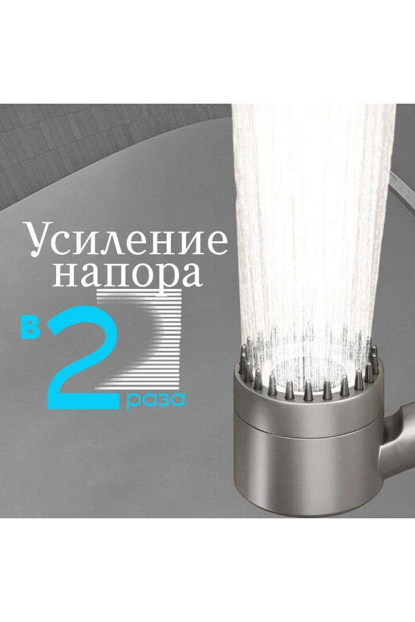 ХБ Лейка для душа массажная с фильтром , 3 режима водосберегающая MASAGE Grey