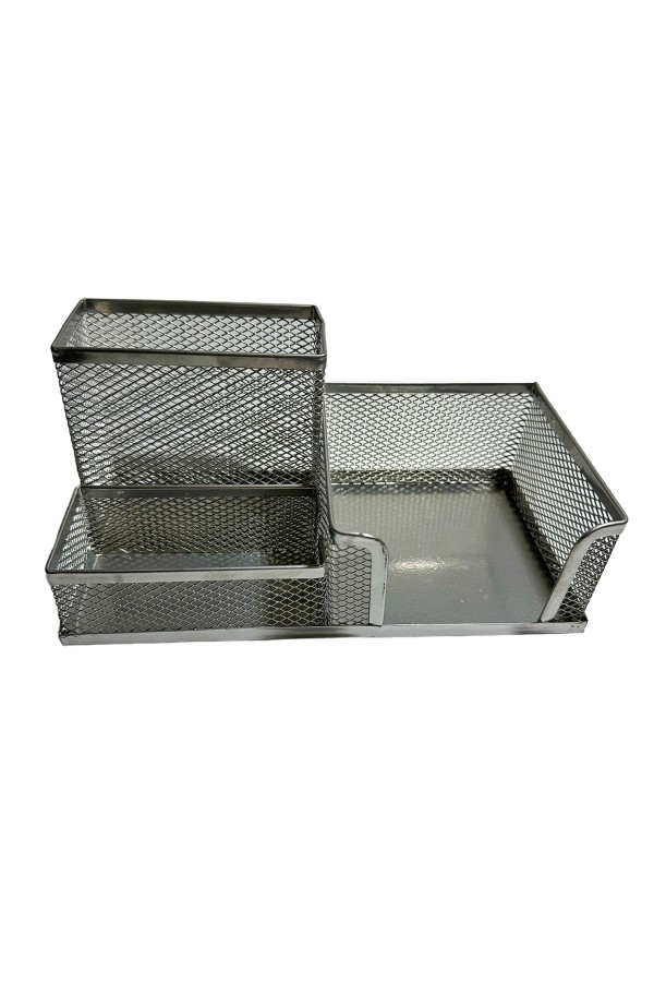 ХБ Органайзер для канцелярии , Подставка для ручек и карандашей , 3 ячейки, металл, 20х10х10 см, цвет серая