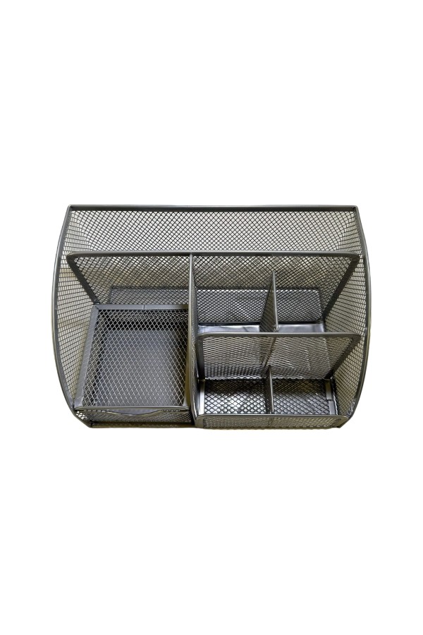 ХБ Органайзер для канцелярии настольный, подставка для ручек и карандашей, 7 ячеек металлическая, 22х13х14 см, цвет серая