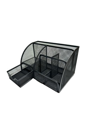 ХБ Органайзер для канцелярии настольный , подставка для ручек и карандашей, 7 ячеек металлическая, 22х13х14 см, цвет черный