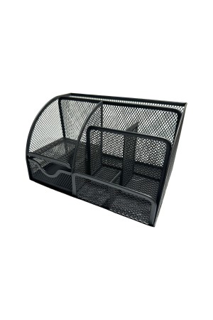 ХБ Органайзер для канцелярии настольный , подставка для ручек и карандашей, 7 ячеек металлическая, 22х13х14 см, цвет черный