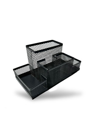 ХБ Органайзер для канцелярии , подставка для ручек и карандашей, 4 секции металлическая, 20х10х10 см, цвет черный