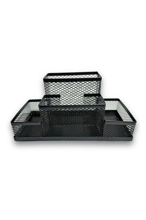 ХБ Органайзер для канцелярии , подставка для ручек и карандашей, 4 секции металлическая, 20х10х10 см, цвет черный