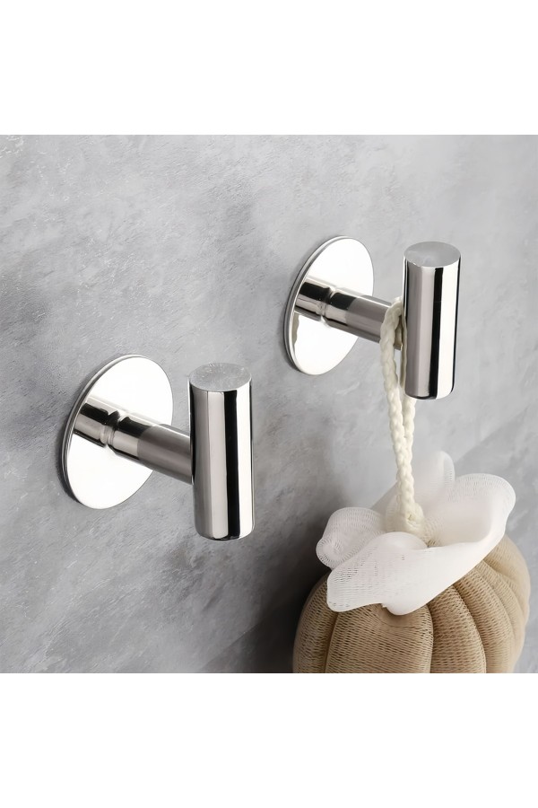 Крючки самоклеющиеся металлические для ванной комнаты и кухни 2 шт. / Вешалка для полотенец в ванну