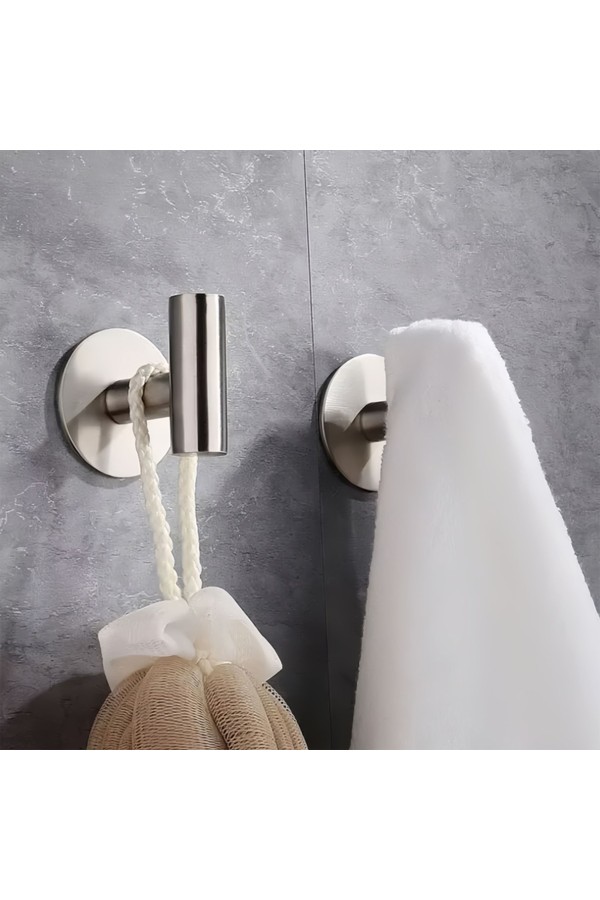 Крючки самоклеющиеся металлические для ванной комнаты и кухни 2 шт. / Вешалка для полотенец в ванну