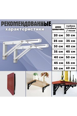 ХБ Кронштейн складной 250*130мм Белый