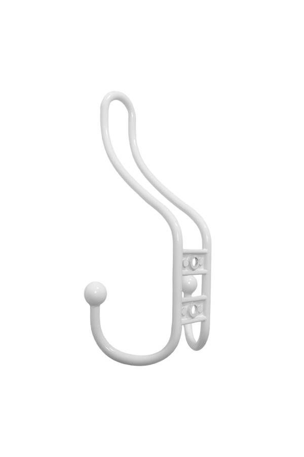 ХБ Крючок для одежды настенный трехрожковый прутковый Белый 2шт