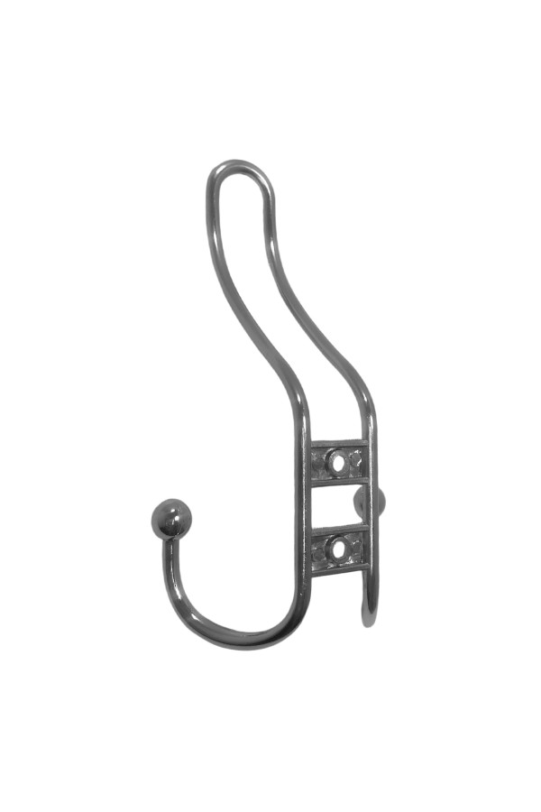 ХБ Крючок для одежды настенный трехрожковый прутковый Хром 1шт