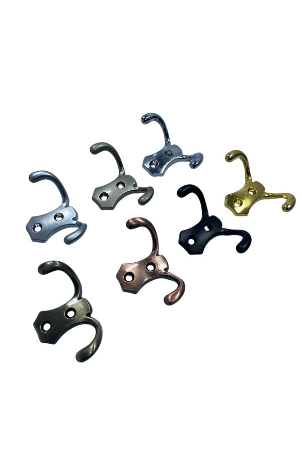 ХБ Крючок для одежды настенный двухрожковый гладкий усиленный Медь 2шт