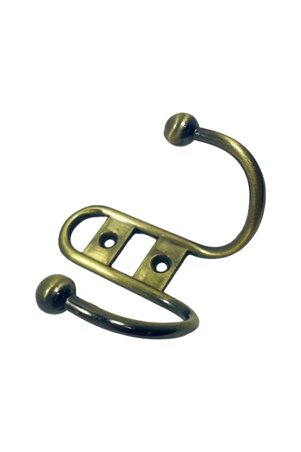 ХБ Крючок для одежды настенный двухрожковый прутковый Бронзовый 3шт