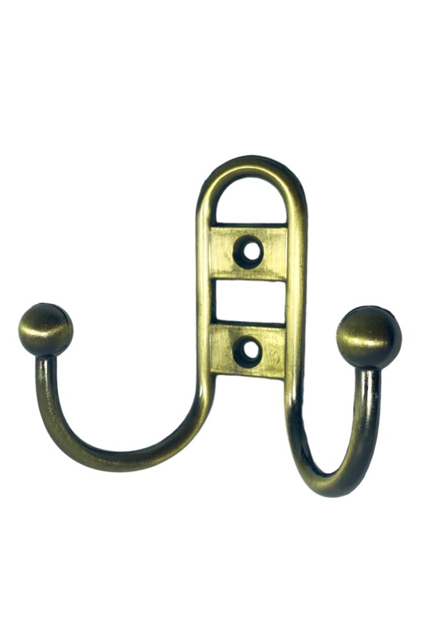 ХБ Крючок для одежды настенный двухрожковый прутковый Бронзовый 3шт
