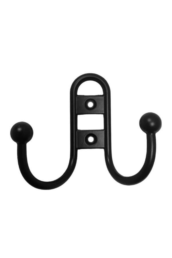 ХБ Крючок для одежды настенный двухрожковый прутковый Чёрный 3шт