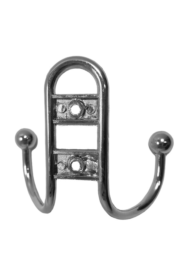 ХБ Крючок для одежды настенный двухрожковый прутковый Хром 2шт