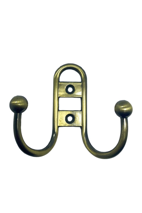 ХБ Крючок для одежды настенный двухрожковый прутковый Бронзовый 2шт