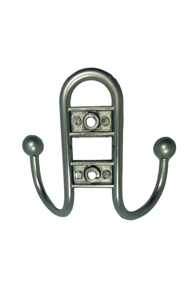 ХБ Крючок для одежды настенный двухрожковый прутковый Матовый никель 2шт