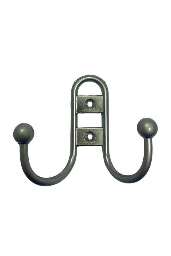 ХБ Крючок для одежды настенный двухрожковый прутковый Матовый никель 2шт