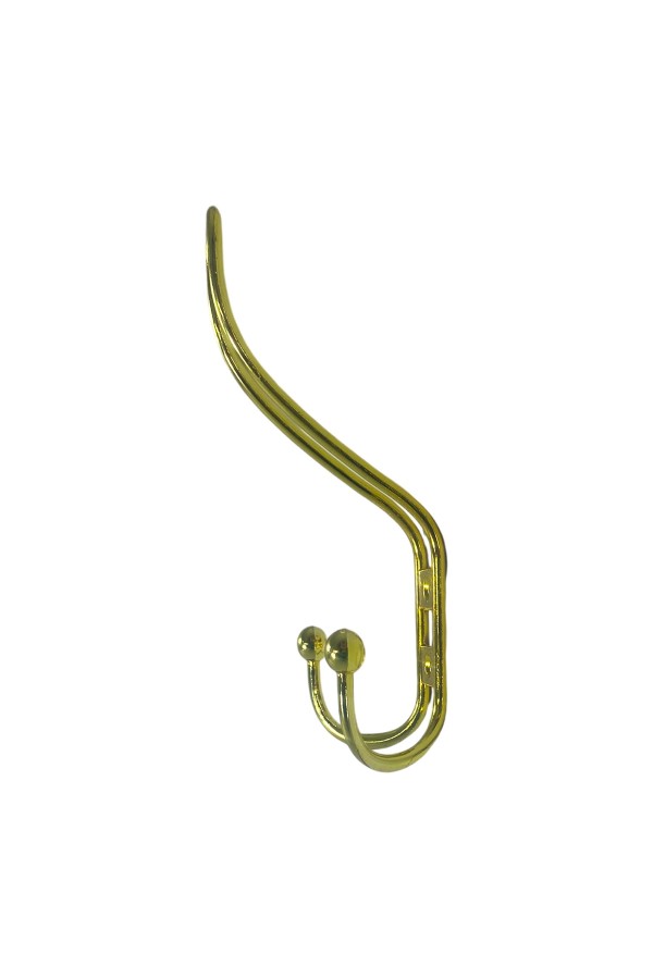 ХБ Крючок для одежды настенный трехрожковый прутковый Золотой 2шт