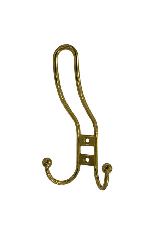 ХБ Крючок для одежды настенный трехрожковый прутковый Золотой 1шт
