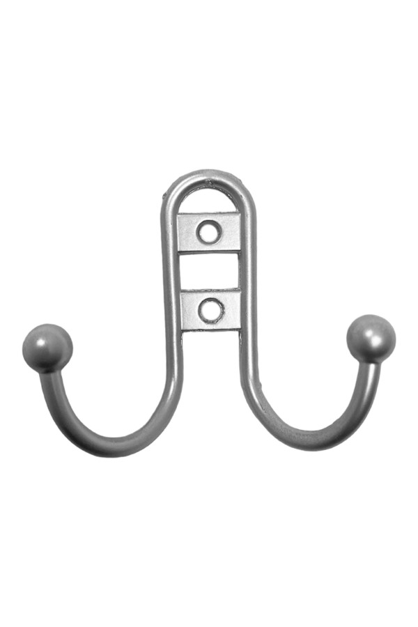 ХБ Крючок для одежды настенный двухрожковый прутковый Матовый хром 3шт