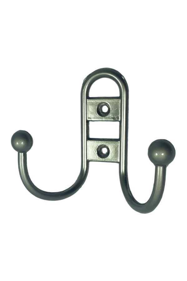 ХБ Крючок для одежды настенный двухрожковый прутковый Матовый никель 3шт