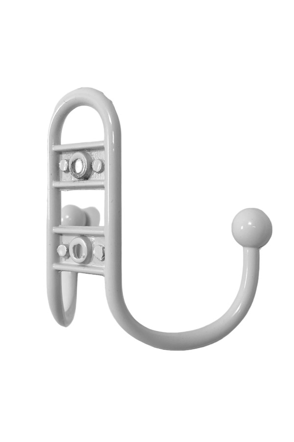 ХБ Крючок для одежды настенный двухрожковый прутковый Белый 2шт
