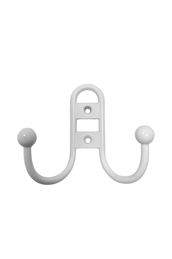 ХБ Крючок для одежды настенный двухрожковый прутковый Белый 2шт