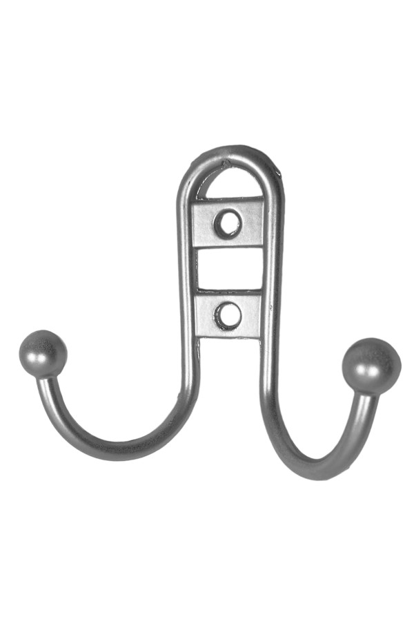 ХБ Крючок для одежды настенный двухрожковый прутковый Матовый хром 2шт