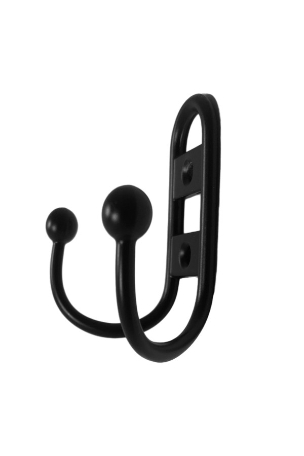 ХБ Крючок для одежды настенный двухрожковый прутковый Чёрный 1шт