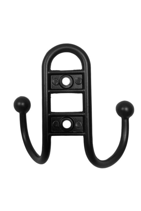 ХБ Крючок для одежды настенный двухрожковый прутковый Чёрный 1шт
