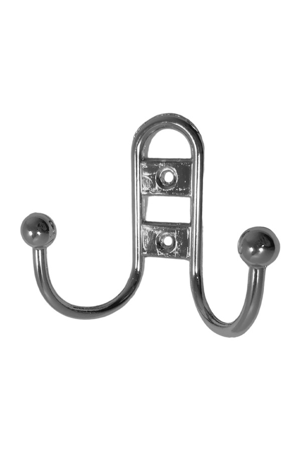 ХБ Крючок для одежды настенный двухрожковый прутковый Хром 1шт