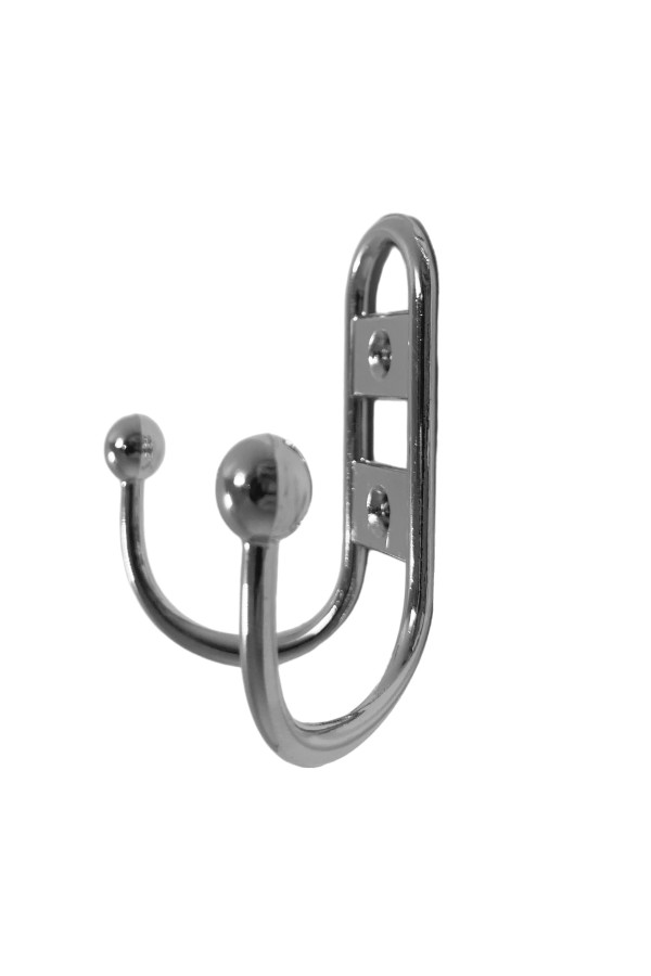 ХБ Крючок для одежды настенный двухрожковый прутковый Хром 1шт