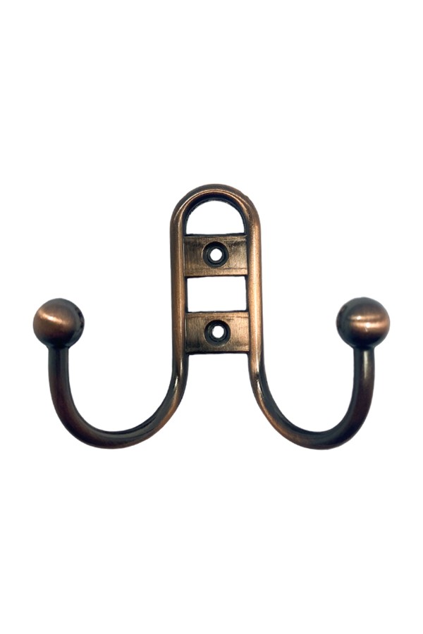 ХБ Крючок для одежды настенный двухрожковый прутковый Медный 2шт