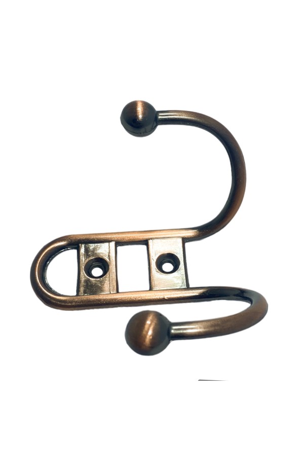 ХБ Крючок для одежды настенный двухрожковый прутковый Медный 2шт