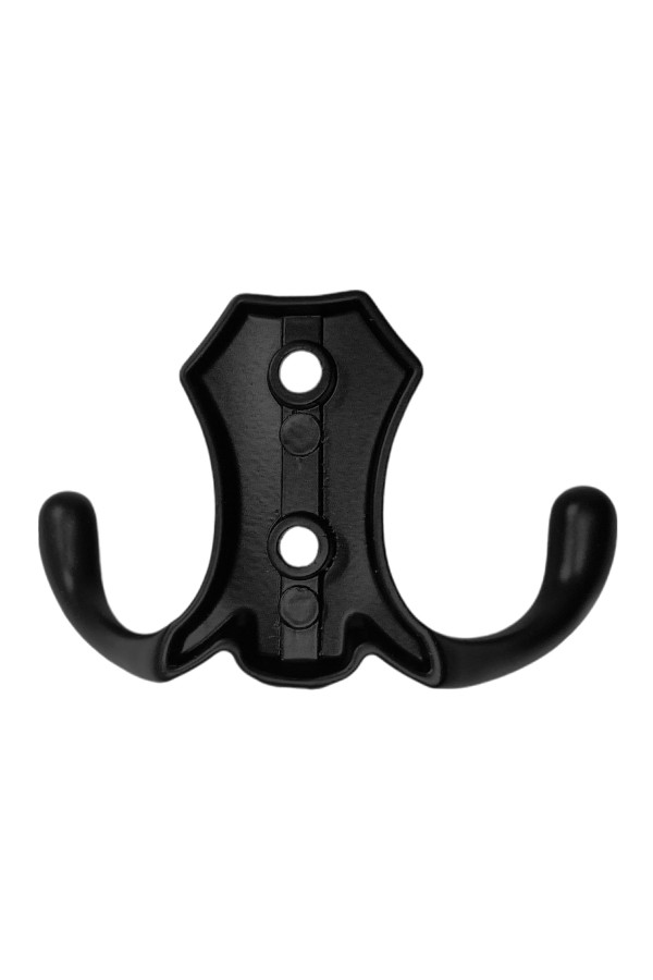 ХБ Крючок для одежды настенный двухрожковый гладкий усиленный Чёрный 1шт