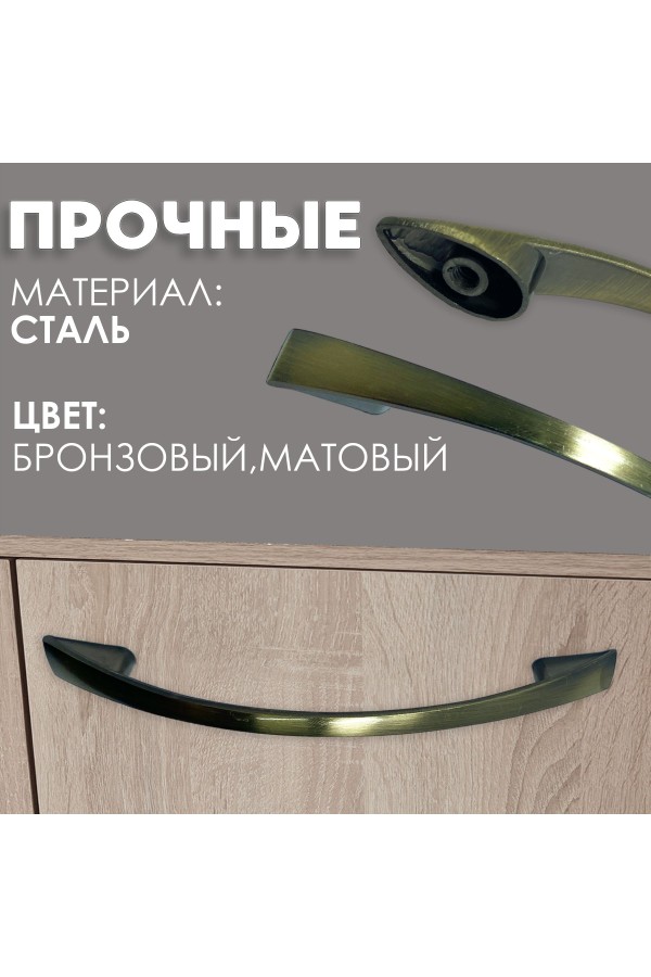ХБ Ручки для мебели скоба , металлические, комплект 16шт бронза