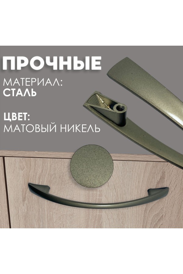 ХБ Ручки для мебели скоба , металлические, комплект 16шт никель