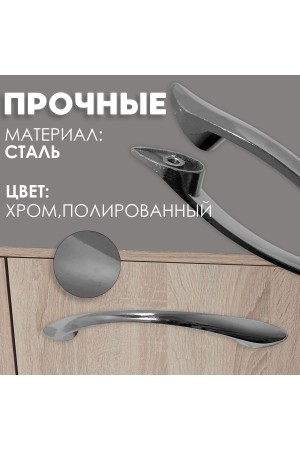 ХБ Мебельные ручки скоба , комплект 16шт, хром