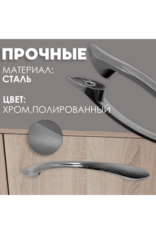 ХБ Мебельные ручки скоба , комплект 16шт, хром