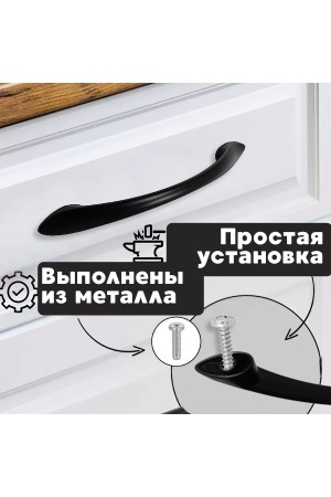 ХБ Мебельные ручки скоба , комплект 12шт, чёрные