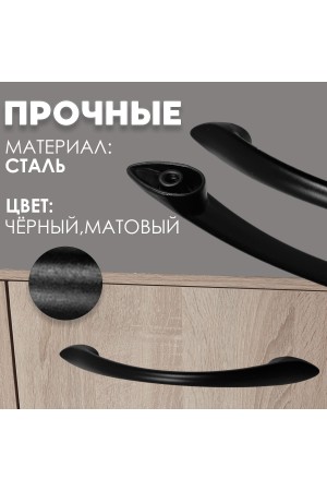 ХБ Мебельные ручки скоба , комплект 12шт, чёрные