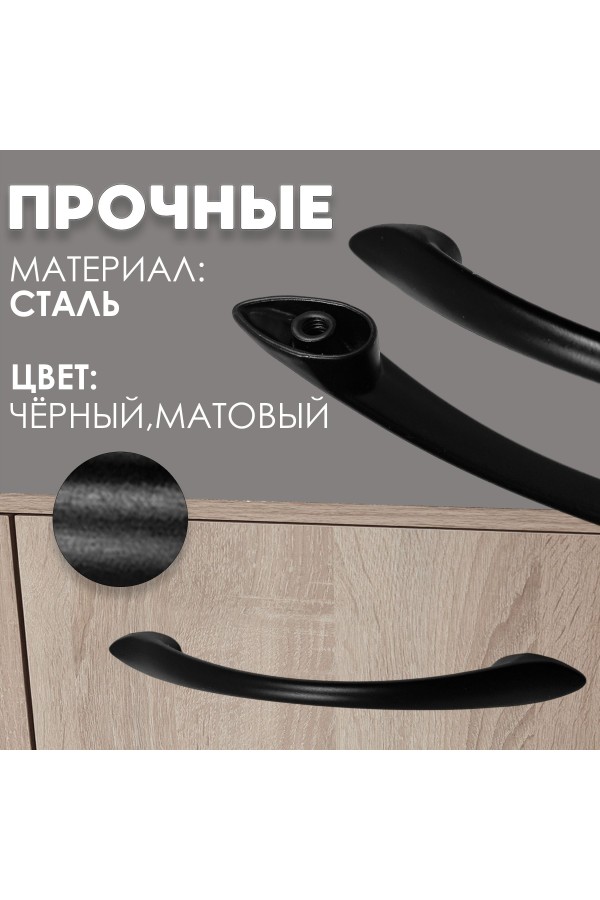 ХБ Мебельные ручки скоба , комплект 12шт, чёрные