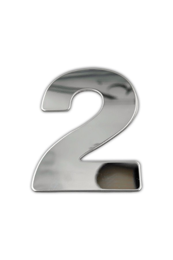 ХБ Дверная цифра "2" металл 77*55мм, на клеевой основе - Хром