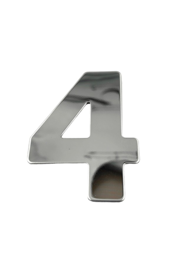 ХБ Дверная цифра "4" металл 77*55мм, на клеевой основе - Хром