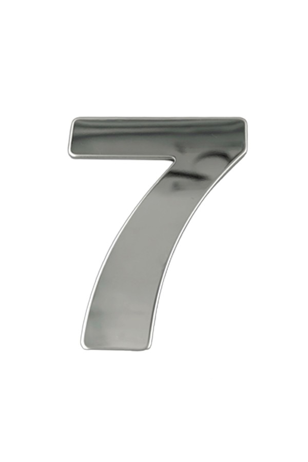 ХБ Дверная цифра "7" металл 77*55мм, на клеевой основе - Хром