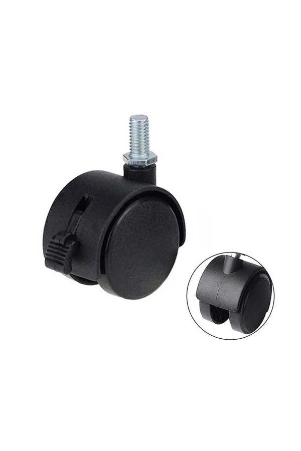 ХБ Колесо (ролик) мебельное 40мм поворотное на резьбе 8мм с тормозом